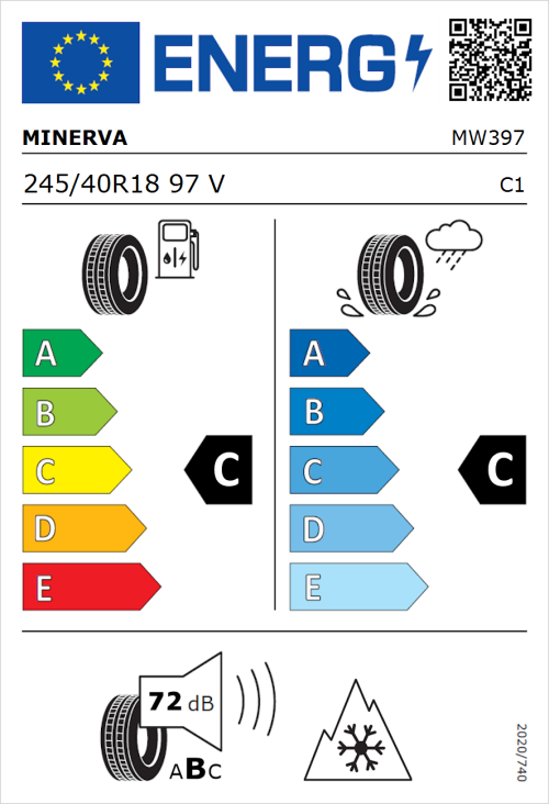 Tyre Label for Minerva Frostrack HP 245/40R18 97V