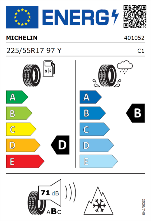 Tyre Label for Michelin CrossClimate 2 225/55R17 97Y