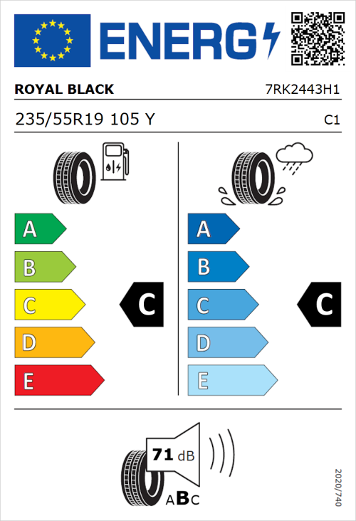 Tyre Label for Royal Black Explorer II 235/55R19 105Y